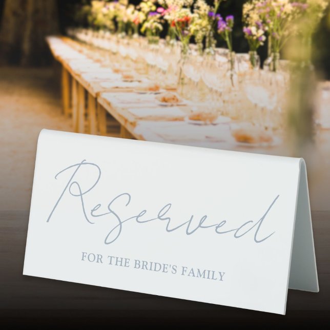 Dusty Blue Minimalist Script Reserved (Dusty Blue Minimalist Script Reserved Table Tent)