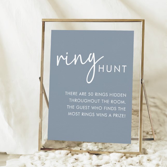 Dusty Blue Minimalist Script Shower Ring Hunt Poster (Creator Uploaded)