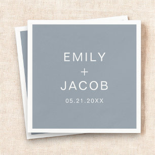 Dusty Blue Minimalist Simple Modern Wedding  Napkin