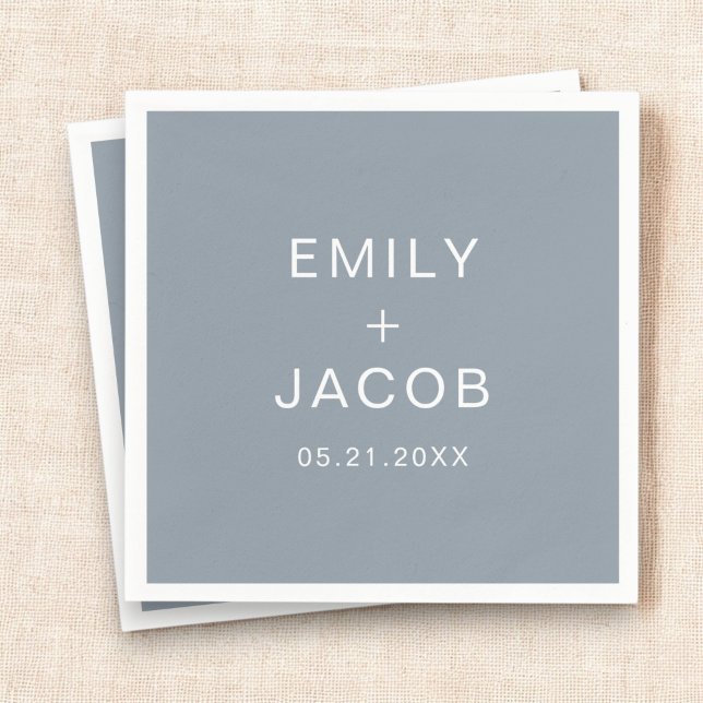 Dusty Blue Minimalist Simple Modern Wedding  Napkin (Creator Uploaded)