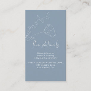 Dusty Blue Minimalist Simple Wedding Details Enclosure Card