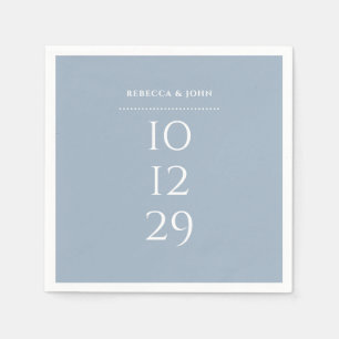 Dusty Blue Minimalist Special Date Wedding Napkin