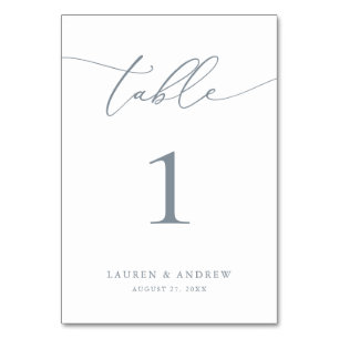 Dusty Blue Minimalist Wedding   Event Custom Table Table Number