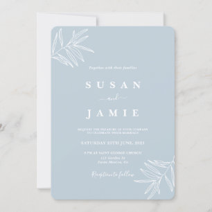 Dusty Blue Minimalist wedding invitation