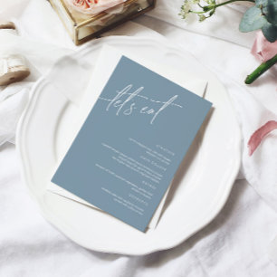 Dusty Blue Minimalist Wedding Menu Card
