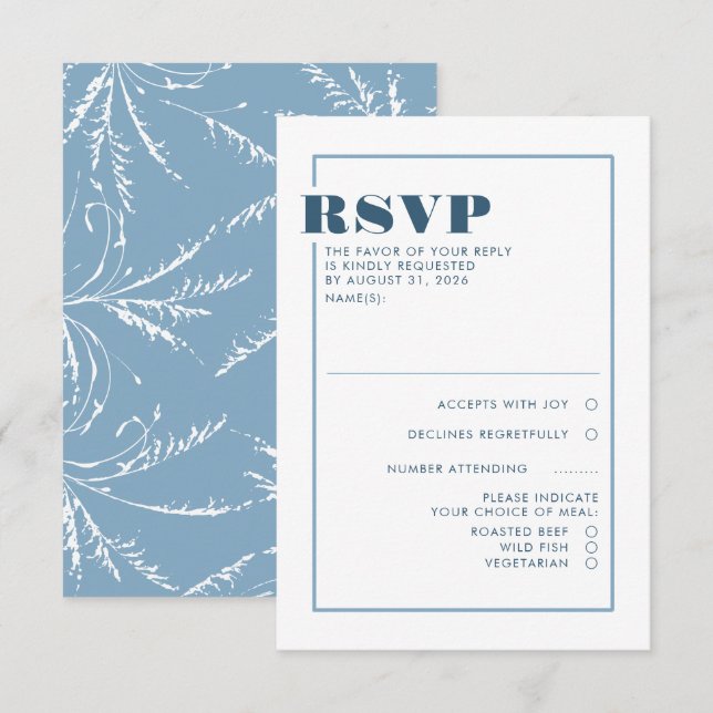 Dusty Blue Minimalist Wedding RSVP (Front/Back)