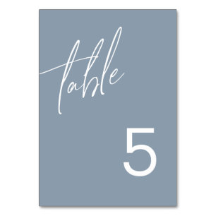 Dusty Blue Minimalist Wedding Table Number