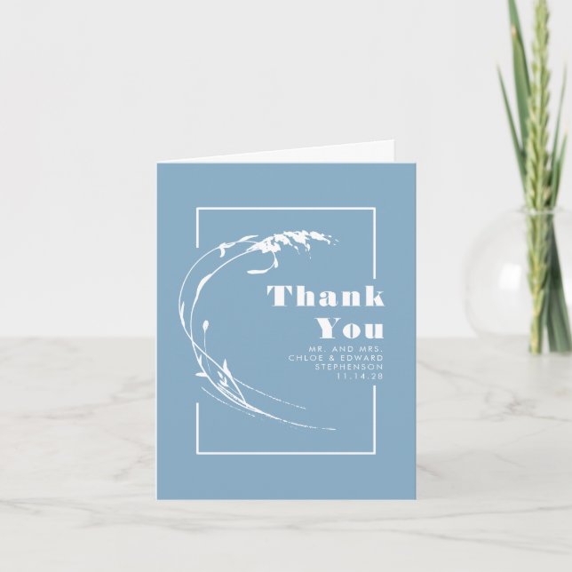 Dusty Blue Minimalist Wedding Thank You (Front)