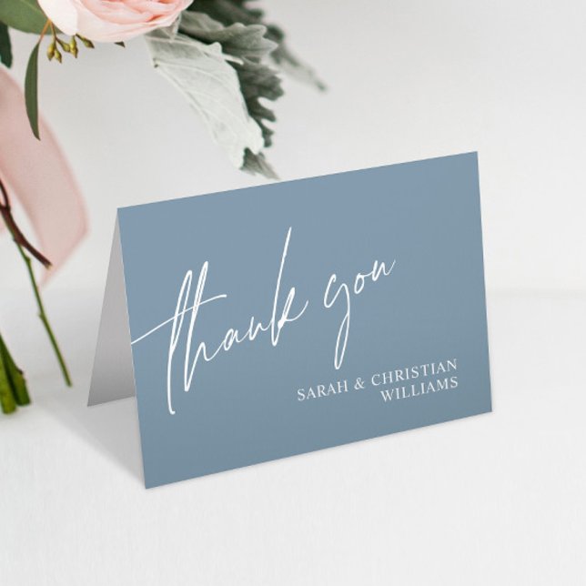 Dusty Blue Minimalist Wedding Thank You Card (Creator Uploaded)