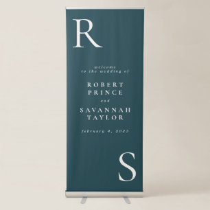 Dusty Blue Minimalist Wedding Welcome Retractable  Banner