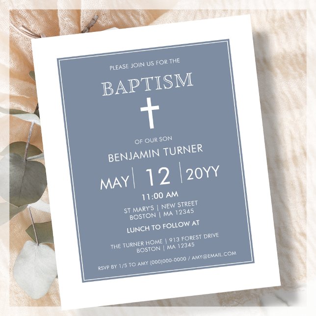 Dusty Blue | Modern Baptism Invitation (Creator Uploaded)