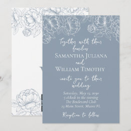 Dusty Blue Modern Boho Classic Minimalist Wedding Invitation
