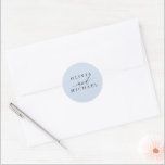 Dusty Blue Modern Bride and Groom Names Wedding Classic Round Sticker<br><div class="desc">Modern minimal wedding seals</div>