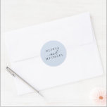 Dusty Blue Modern Bride and Groom Names Wedding Classic Round Sticker<br><div class="desc">Modern minimal wedding seals</div>