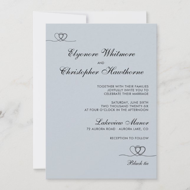 Dusty Blue Modern Chic Mix and Match Wedding Invitation (Front)