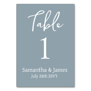 Dusty Blue Modern Elegance Wedding Table Number