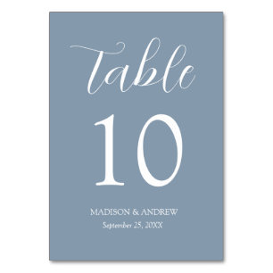Dusty Blue Modern Elegance Wedding Table Number