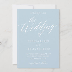 Dusty Blue Modern Elegant Calligraphy Wedding  Inv Invitation