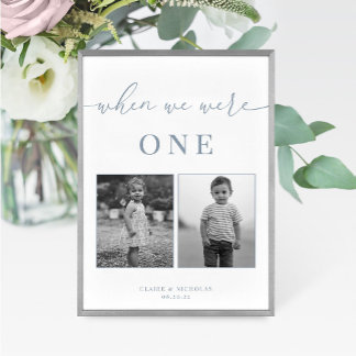 Dusty Blue Modern Elegant Wedding Age Table Number
