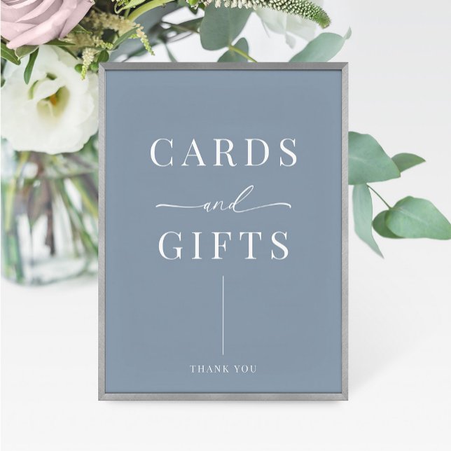 Dusty Blue Modern Elegant Wedding Cards Gifts Sign (Creator Uploaded)