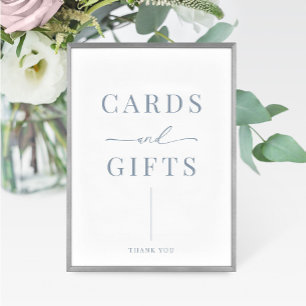 Dusty Blue Modern Elegant Wedding Cards Gifts Sign