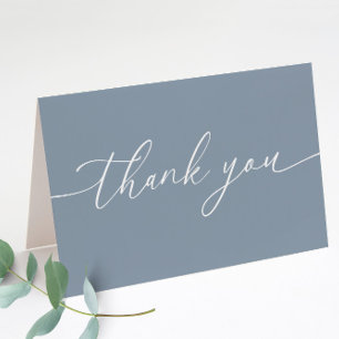 Dusty Blue Modern Elegant Wedding Folded Thank You Card