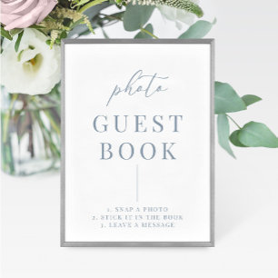 Dusty Blue Modern Elegant Wedding Photo Book Sign