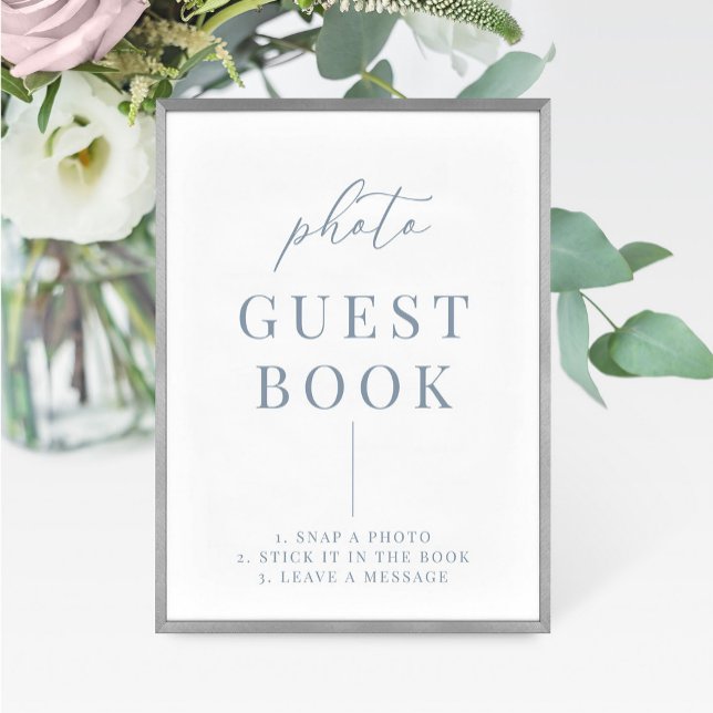 Dusty Blue Modern Elegant Wedding Photo Book Sign (Creator Uploaded)