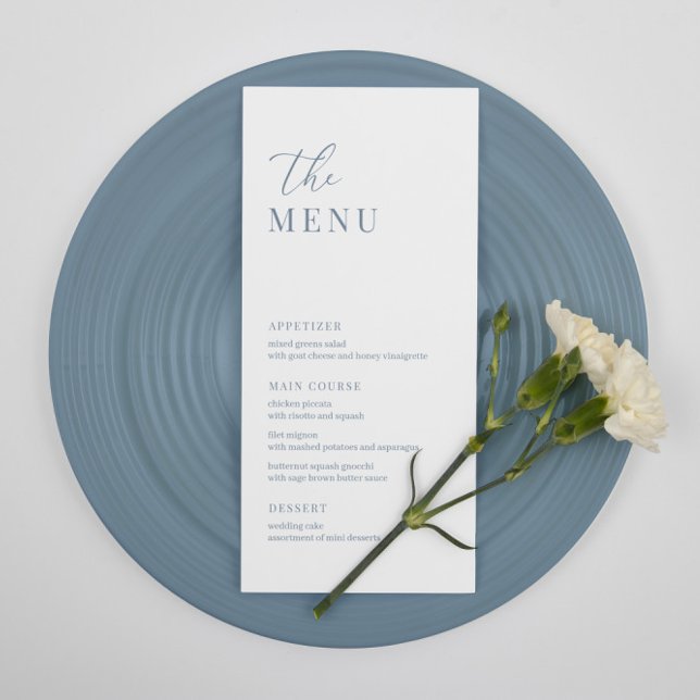 Dusty Blue Modern Elegant Wedding Reception Menu (Creator Uploaded)