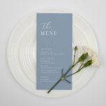 Dusty Blue Modern Elegant Wedding Reception Menu<br><div class="desc">Modern,  elegant menu features a minimalist dusty blue and white design. Personalise with your event's menu with the easy to edit template featuring an elegant script font and classy serif font.

Check out matching items in the “Dusty Blue Modern Elegant” collection.</div>