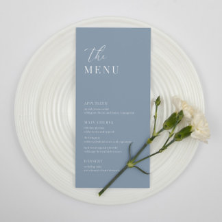 Dusty Blue Modern Elegant Wedding Reception Menu