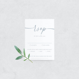 Dusty Blue Modern Elegant Wedding RSVP Card