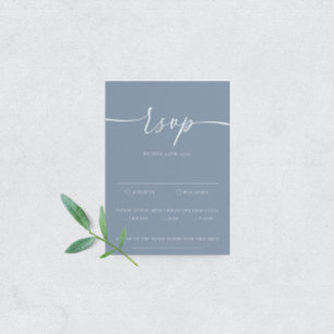 Dusty Blue Modern Elegant Wedding RSVP Card