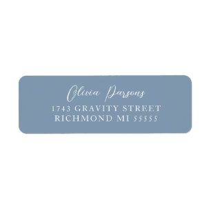 Dusty Blue Modern Elegantly Scripted Label