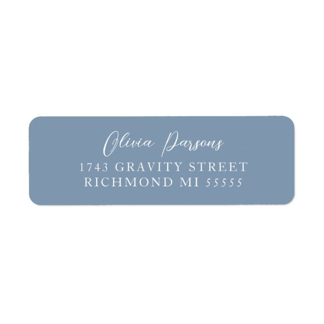 Dusty Blue Modern Elegantly Scripted Label (Front)