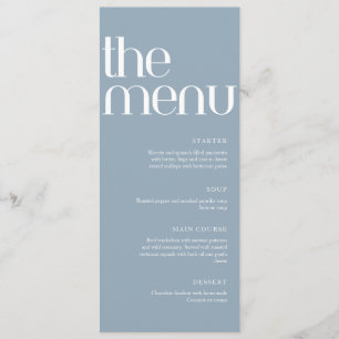 Dusty Blue Modern Handwriting Wedding Dinner Menu