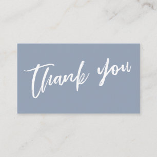 Dusty Blue Modern Handwriting Wedding Thank You Enclosure Card