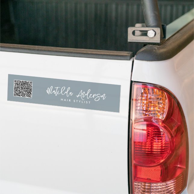 Dusty blue modern minimal elegant script  bumper sticker (On Truck)
