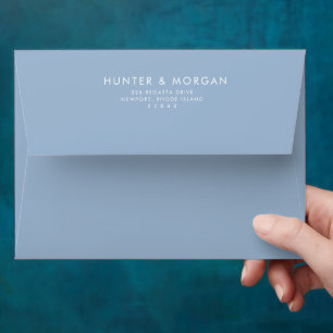 Dusty Blue Modern Minimal Return address wedding Envelope