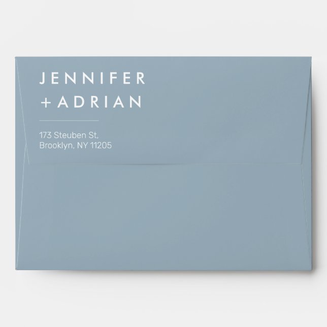 Dusty Blue Modern Minimalist Custom Name Envelope (Back (Top Flap))
