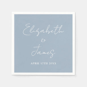 Dusty Blue Modern Minimalist Script Wedding Napkin