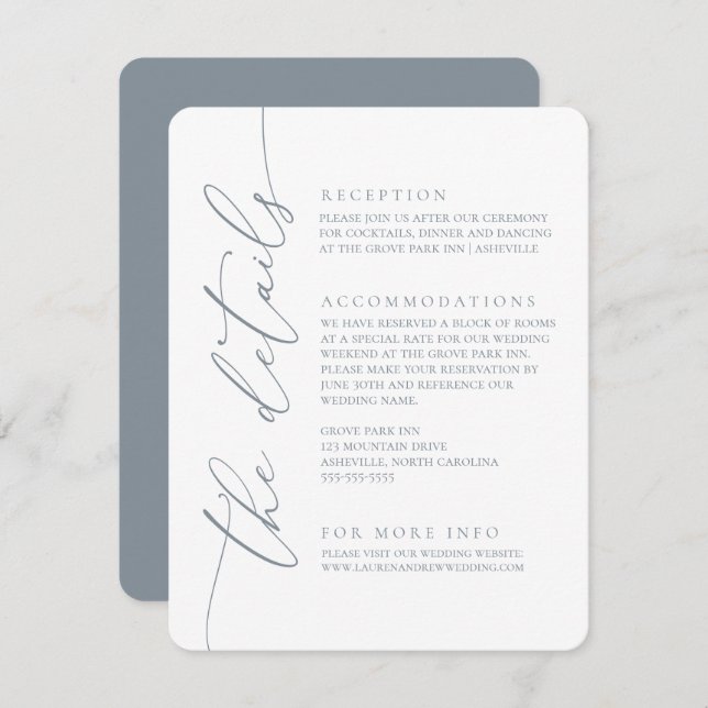 Dusty Blue Modern Minimalist Wedding 2 Enclosure C (Front/Back)