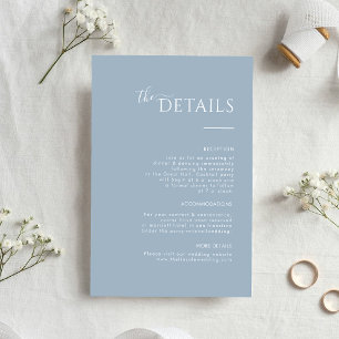 Dusty Blue Modern Minimalist Wedding Details Card