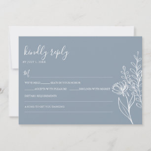 Dusty Blue Modern Minimalist Wedding Elegant Invitation
