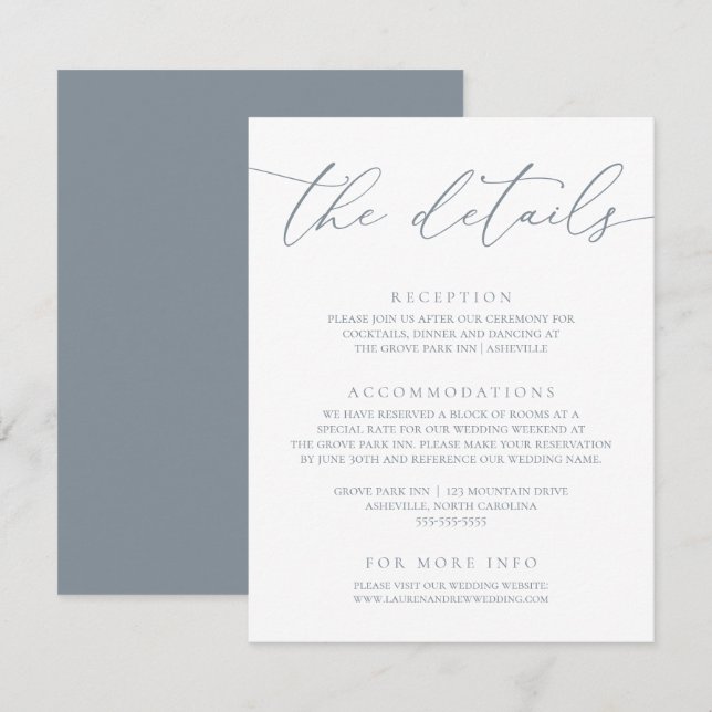 Dusty Blue Modern Minimalist Wedding Enclosure Car (Front/Back)