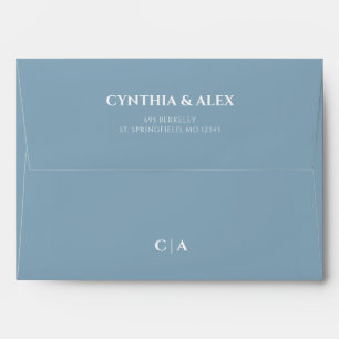Dusty Blue Modern Minimalist Wedding  Envelope