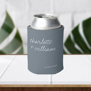 Dusty Blue Modern Minimalist Wedding Favours Can Cooler
