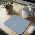 Dusty Blue | Modern Monogram Mouse Mat<br><div class="desc">This modern mousepad features a dusty blue background,  with your initials in bold white text for a look that is simple and professional.</div>