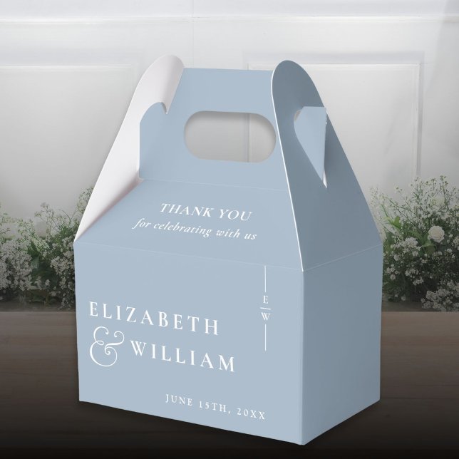 Dusty Blue Modern Monogram Wedding Thank You  Favour Box (Dusty Blue Modern Monogram Wedding Thank You Favor Boxes)