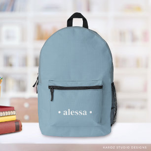Dusty Blue Modern Personalised Kids Backpack